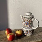White hand-painted porcelain teapot with flowers Poland 1970s