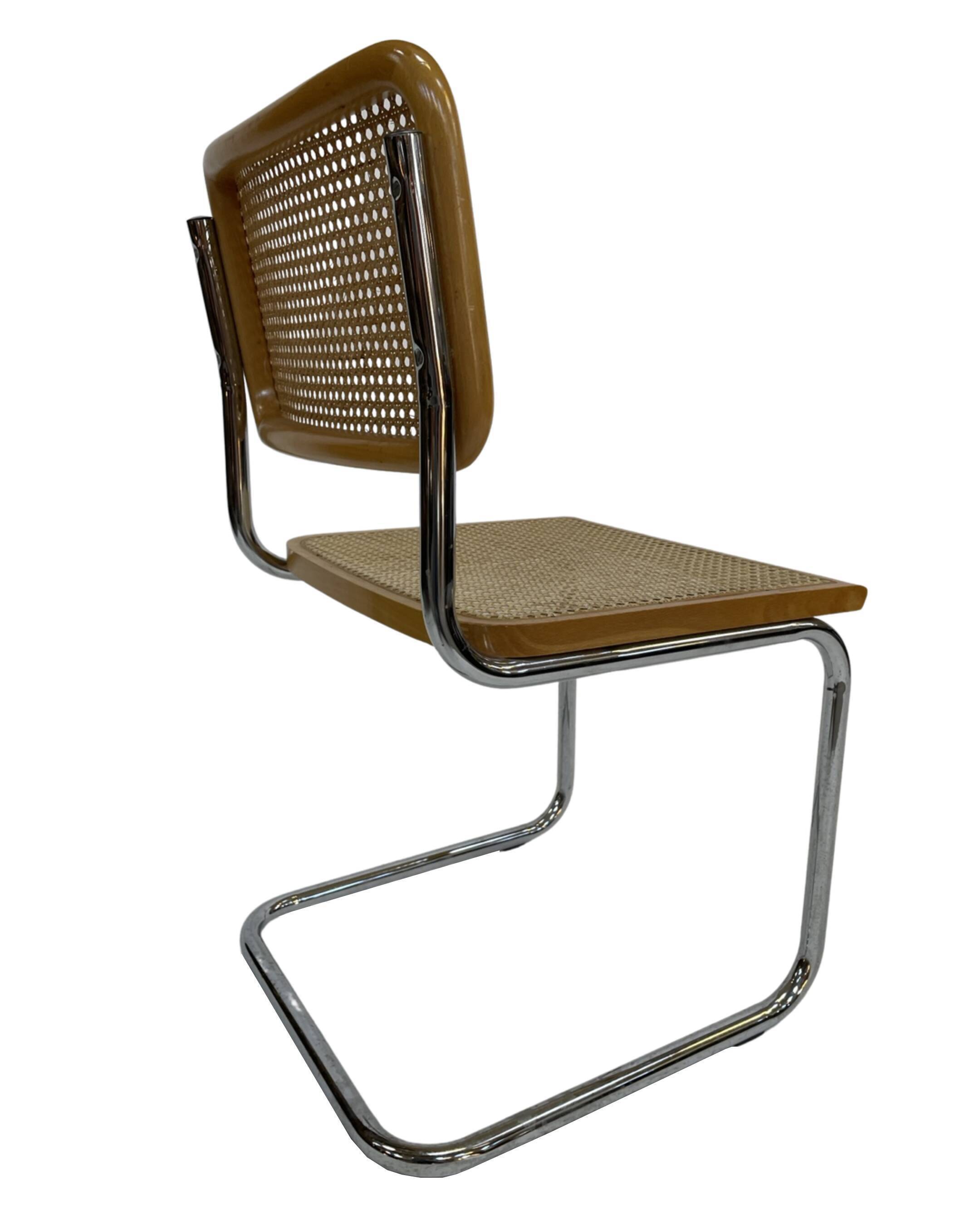 Set of 4 Cesca chairs model b32 in chrome made in italy by Marcel Breuer