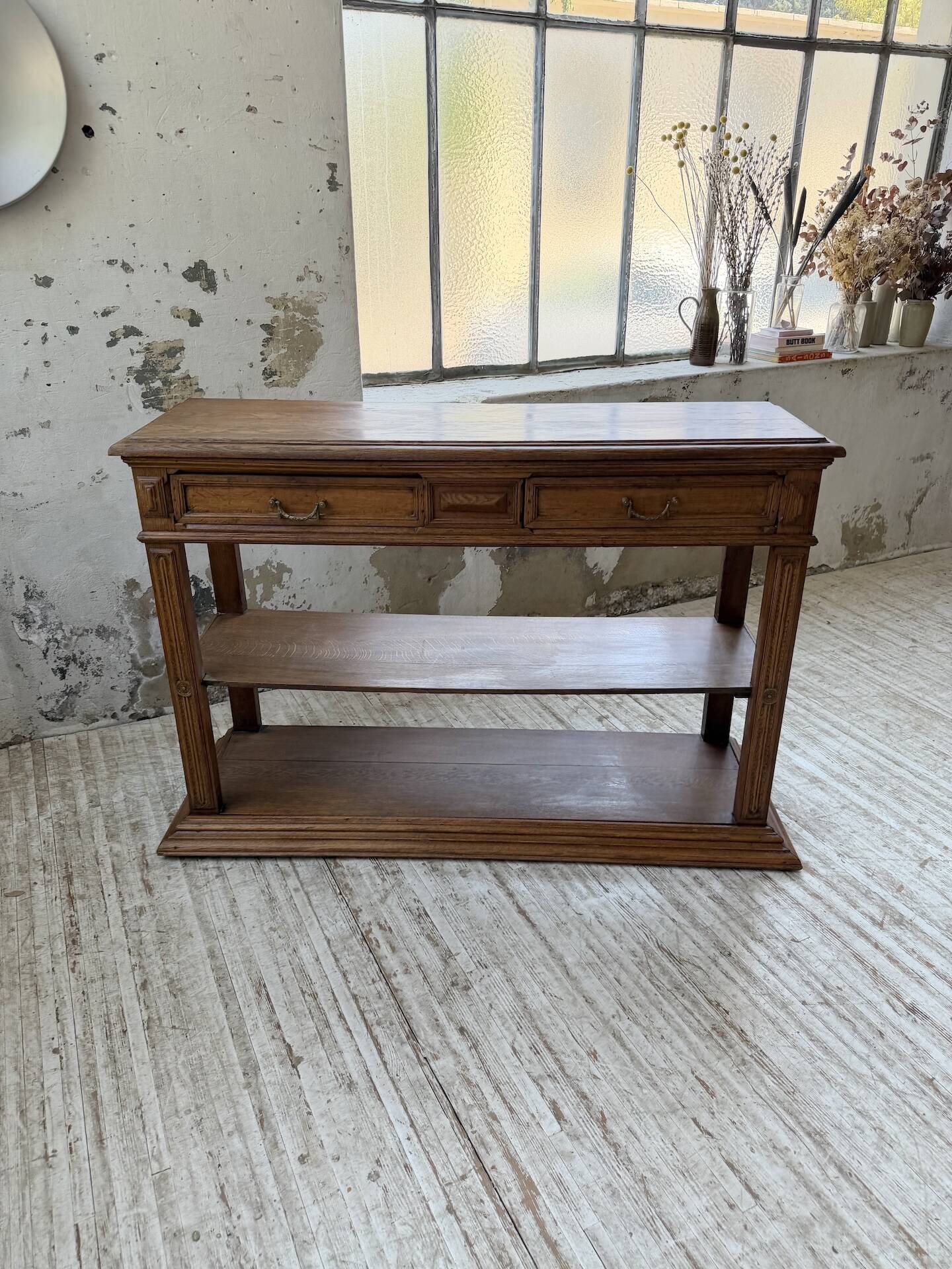 19th-century oak console table