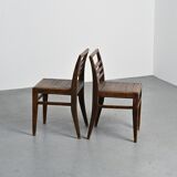 Paire de chaises 103 en hêtre teinté par René Gabriel, circa 1943
