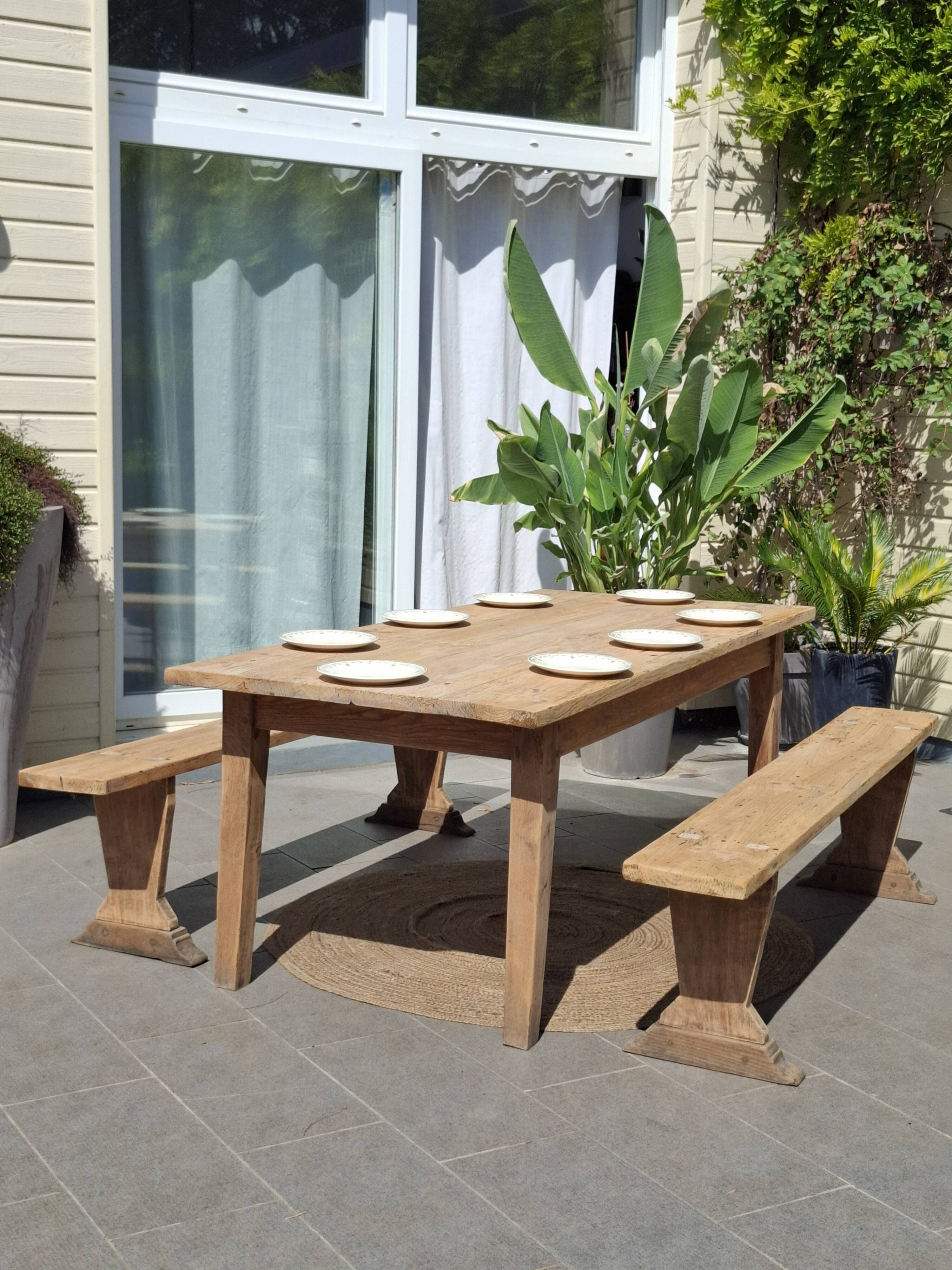 Table de ferme et ses 2 bancs
