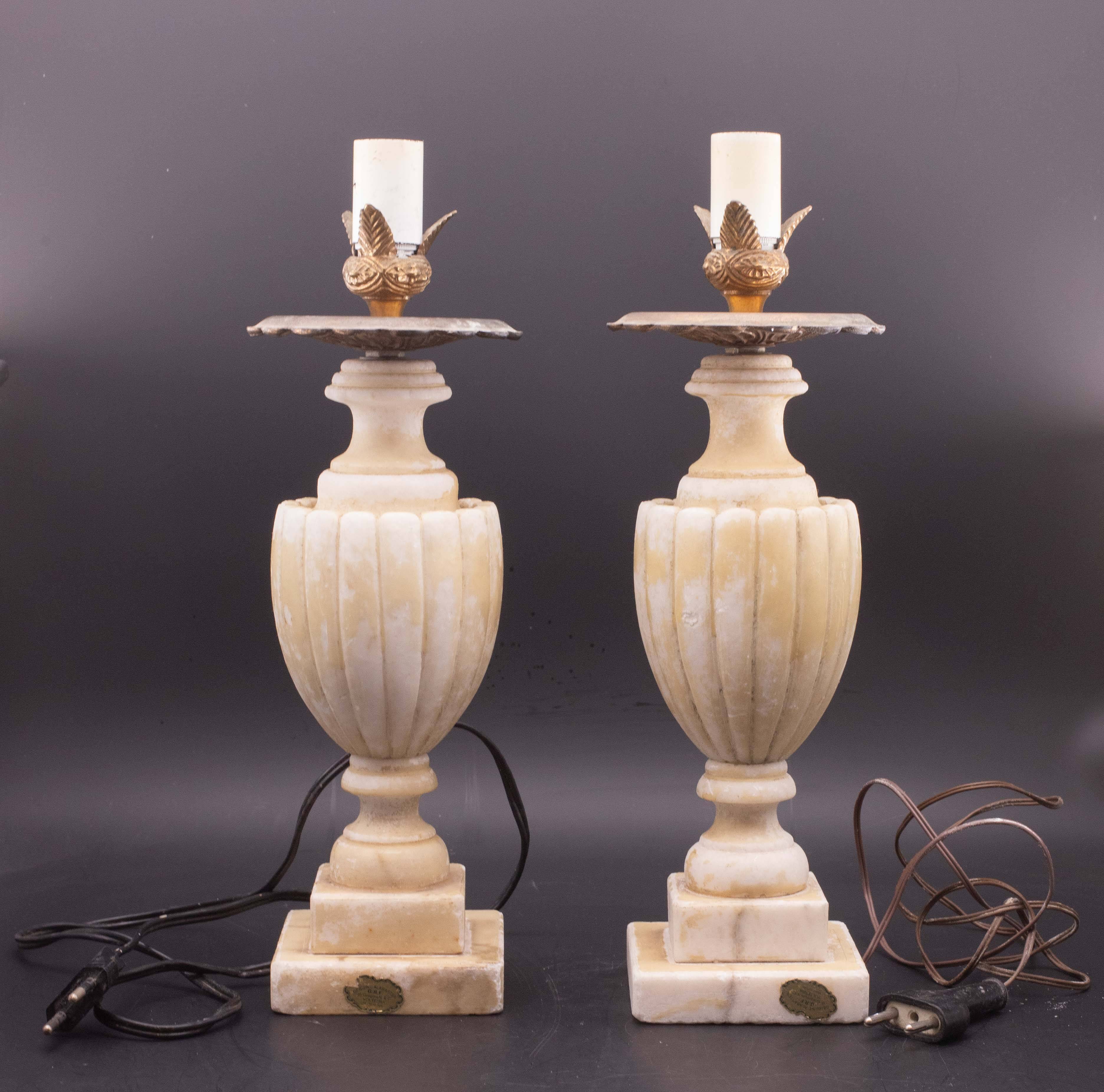 Set of 2 Vintage Neoclassica Alabster Table Lamp by Gregoretti & co.