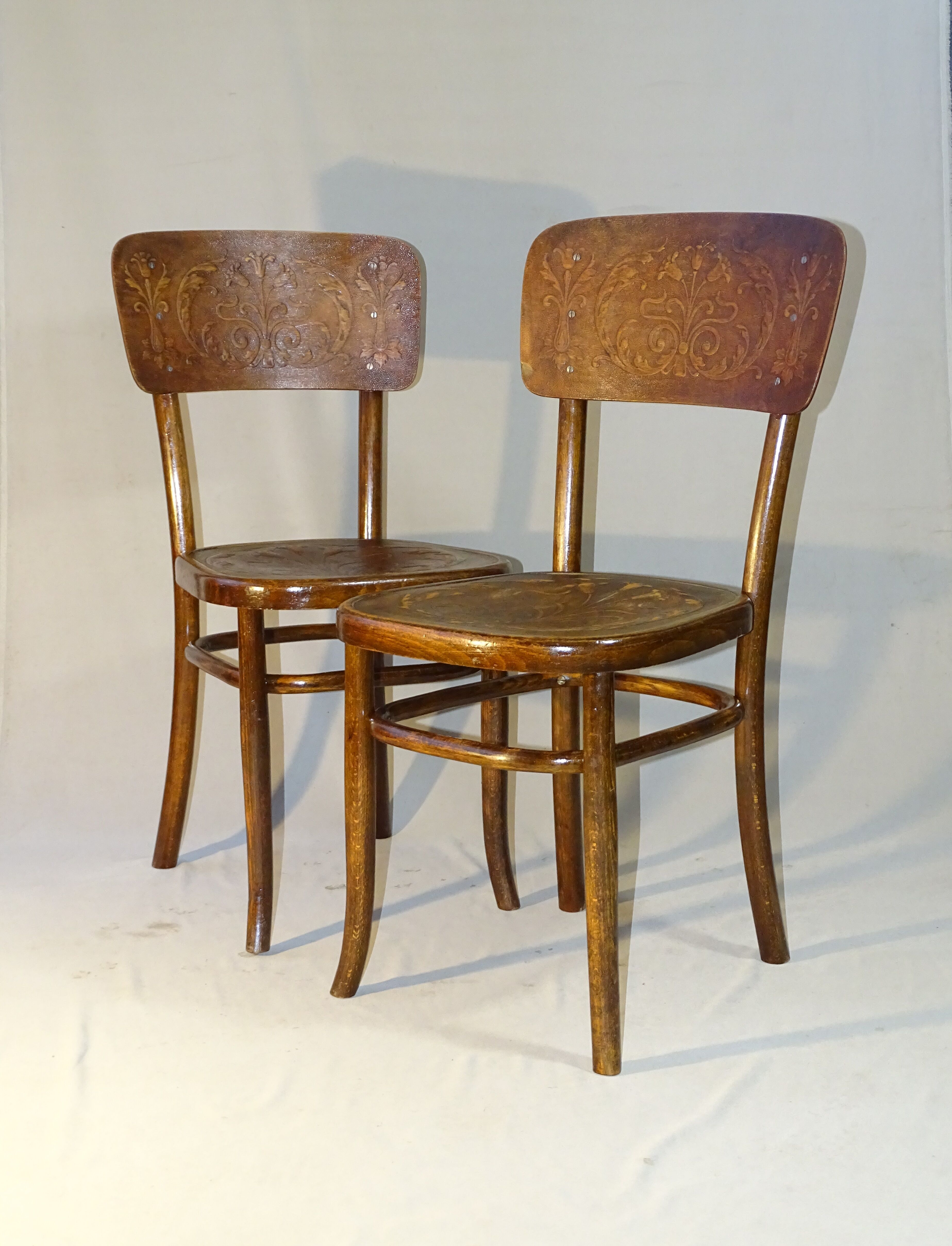 2 Fischel chairs circa 1910 sitting art nouveau bistro