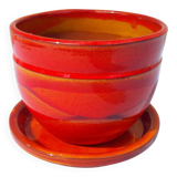 Orange planter and saucer