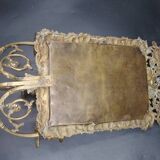 Repousse brass wall mirror with three candles, beveled glass, end of 19th century, double eagles