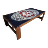 Table basse en céramique et wengé de style mid-century attribuée à Belarti Belgique 1970