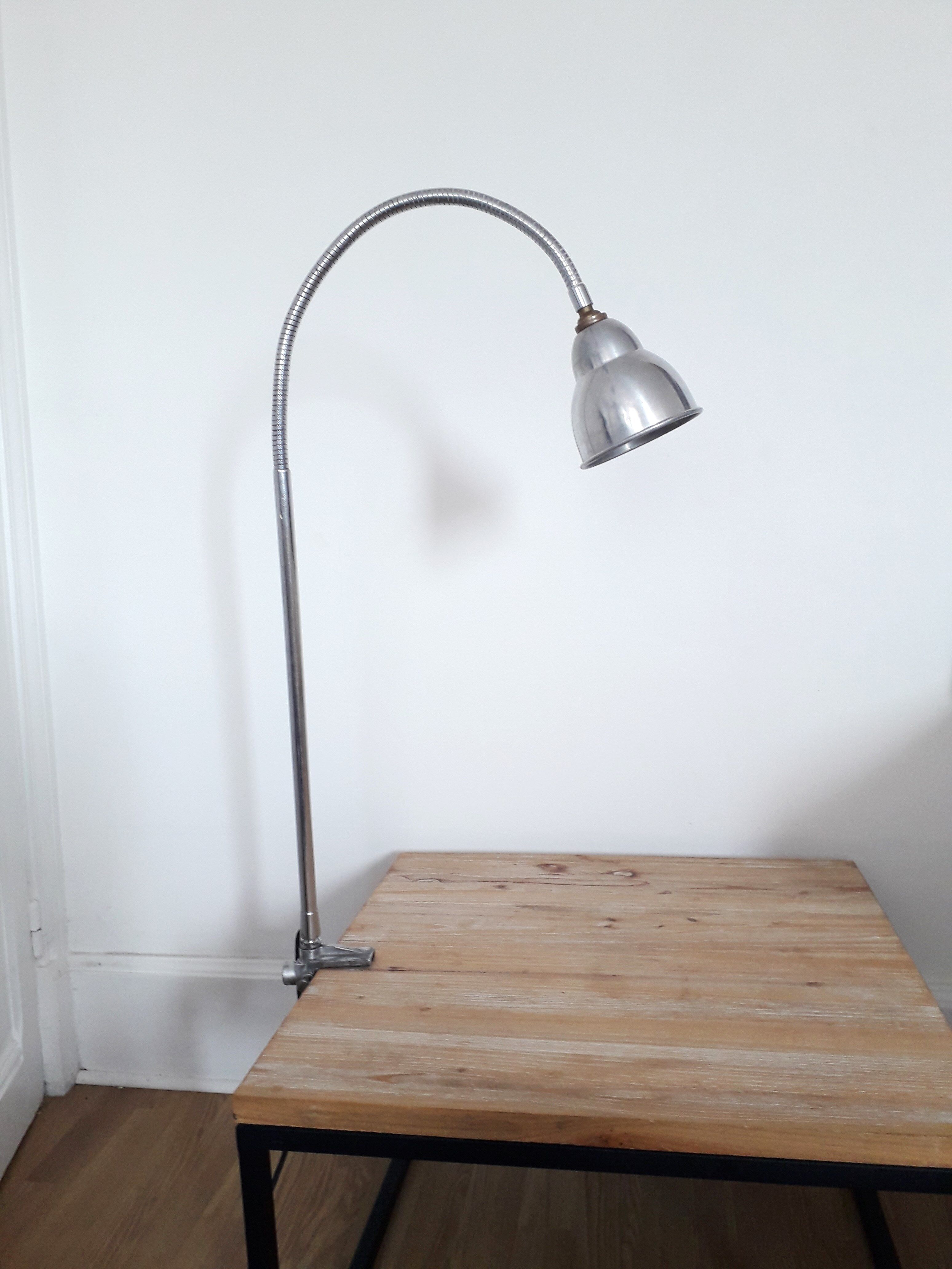 Workshop / industrial lamp - Orientable - Brushed metal - 50s