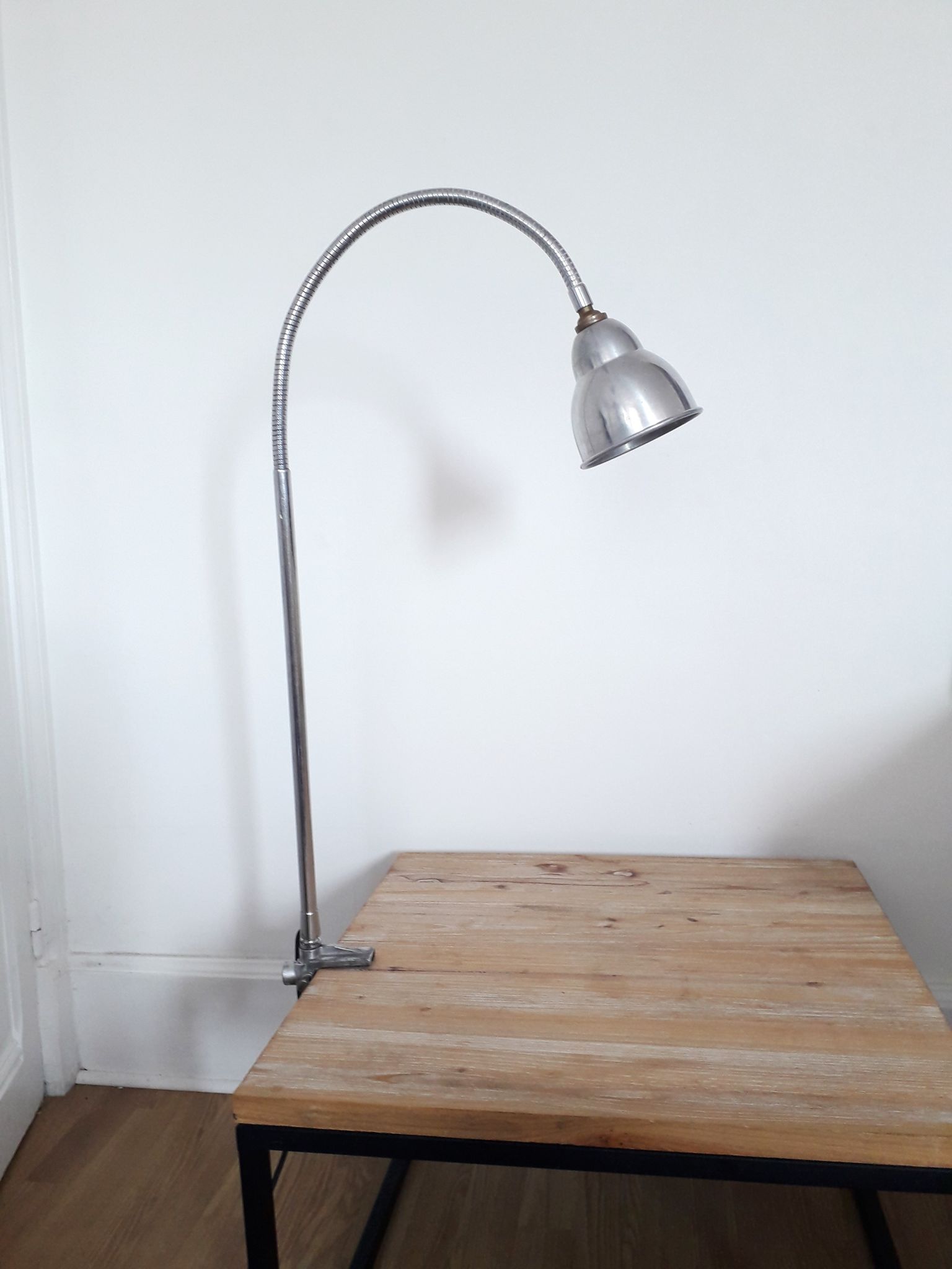 Workshop / industrial lamp - Orientable - Brushed metal - 50s