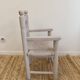 Grey patinated children's armchair with straw seat