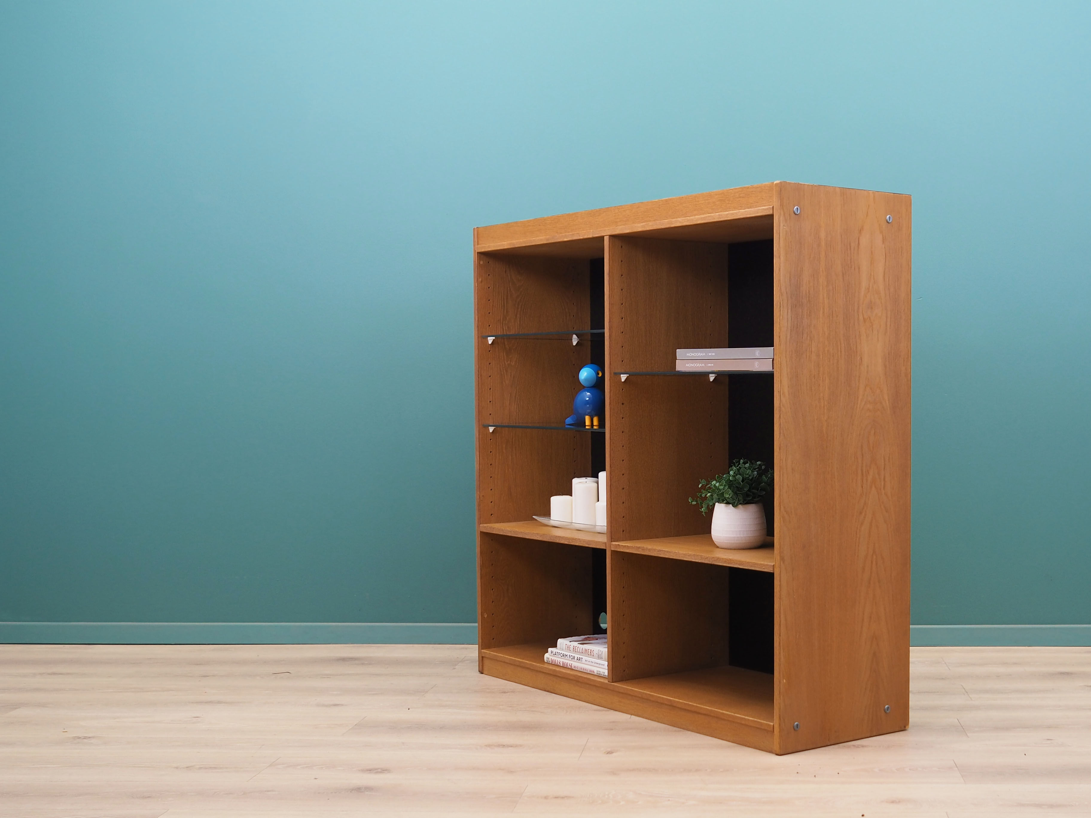 Oak bookcase, Danish design, 1970s, manufactured by ÆJM Møbler