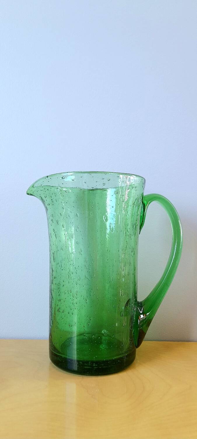 Blown glass pitcher from Biot, 1960.