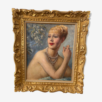 Portrait of an elegant woman signed Charles Vasnier (1873-1961)