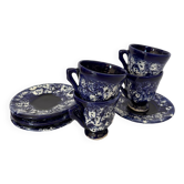 Vallauris blue ceramic cups from the 60s