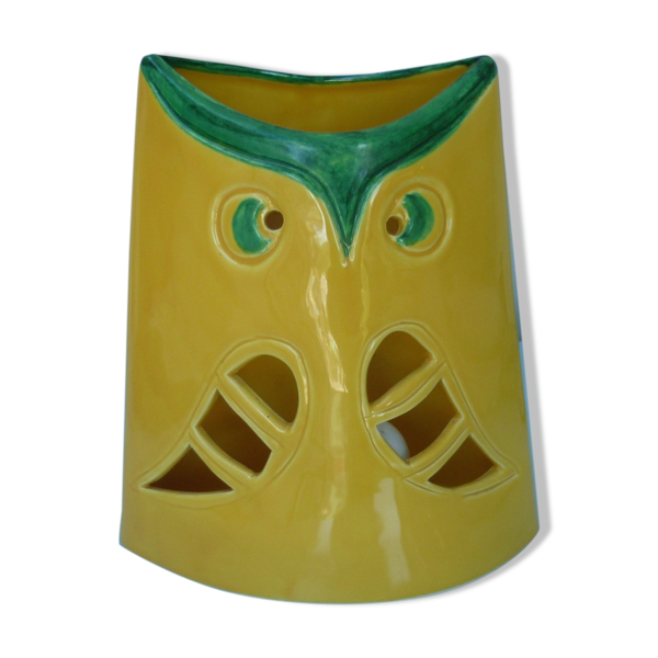 Lampe chouette photophore Les Grottes Dieulefit, 1970