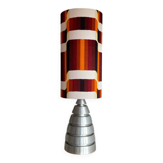 Space age table lamp in brushed aluminum and vintage fabric