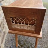 60s rattan bed and bedside set