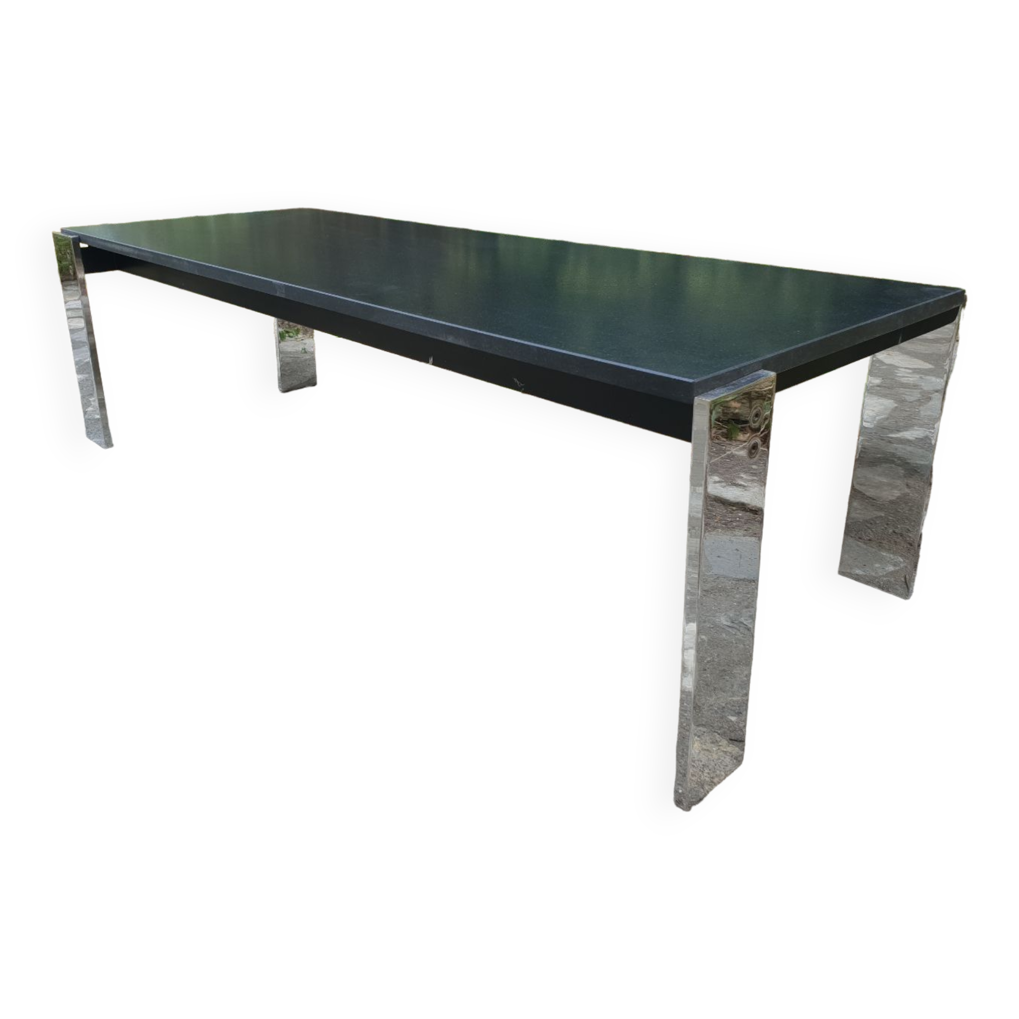 Chrome metal and marble coffee table 1970