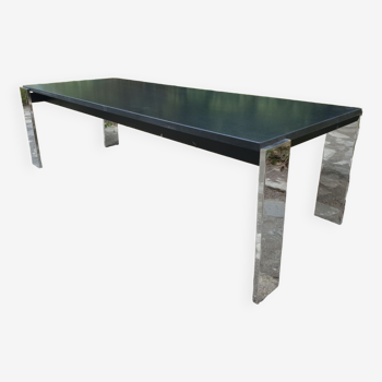 Coffee table in chromed metal and marble 1970