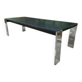 Coffee table in chromed metal and marble 1970