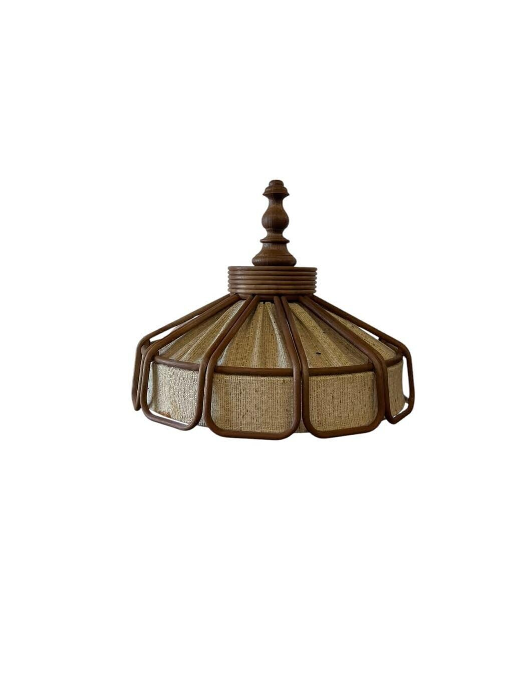 Vintage wooden pendant light from the 1960s.