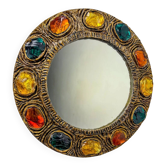 Italian mid-century mirror by Creaciones Gobesso, Murano rock crystals, 1960s