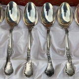 Set of 6 small silver metal teaspoons