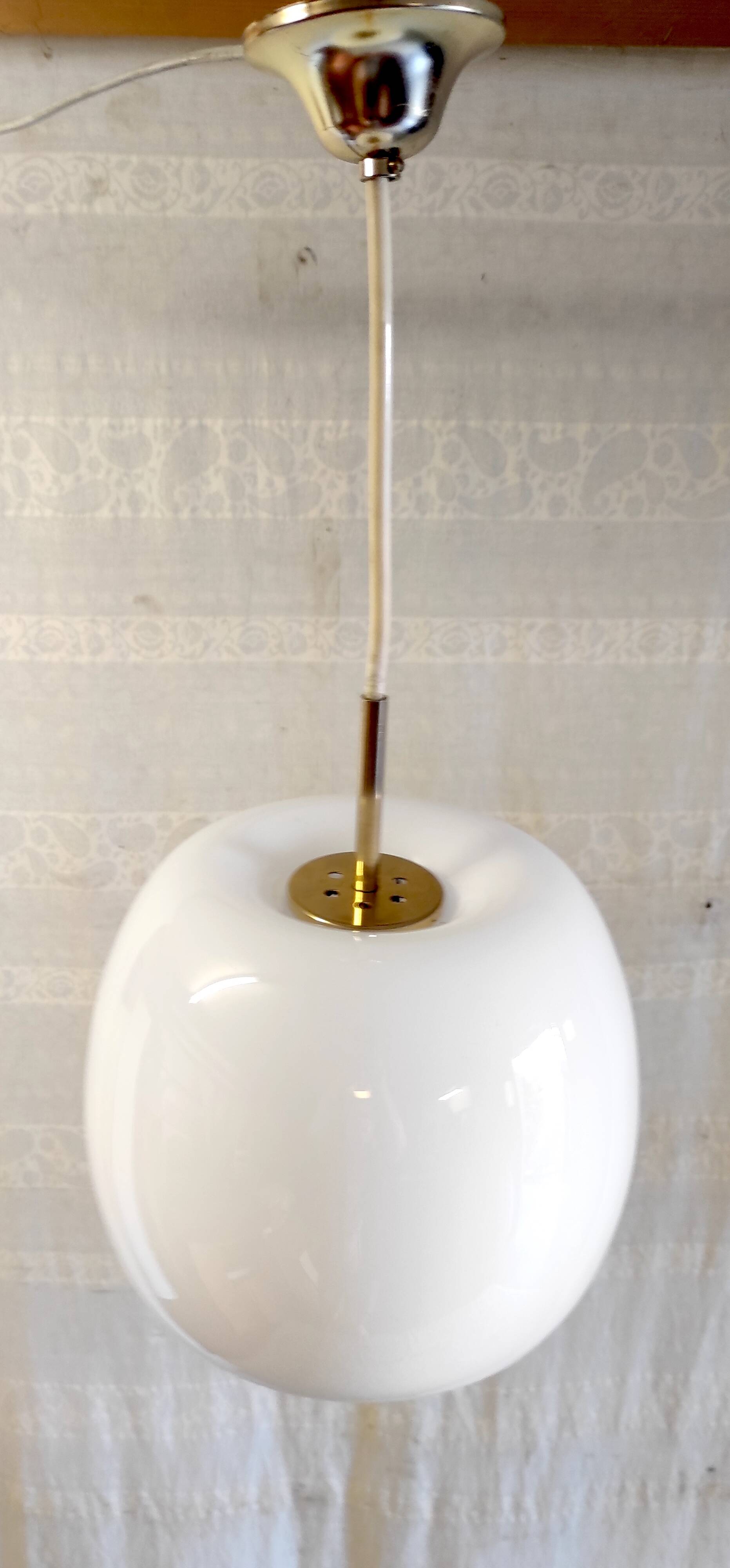 Opaline globe pendant light - mid-20th century
