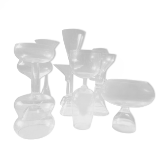 Lot de 9 verres réversibles cristallin soufflés "Happy People" par Karim Rashid, edit. Gaia and Gino