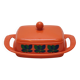 Emsa butter dish in orange plastic and vintage flowers 1970s