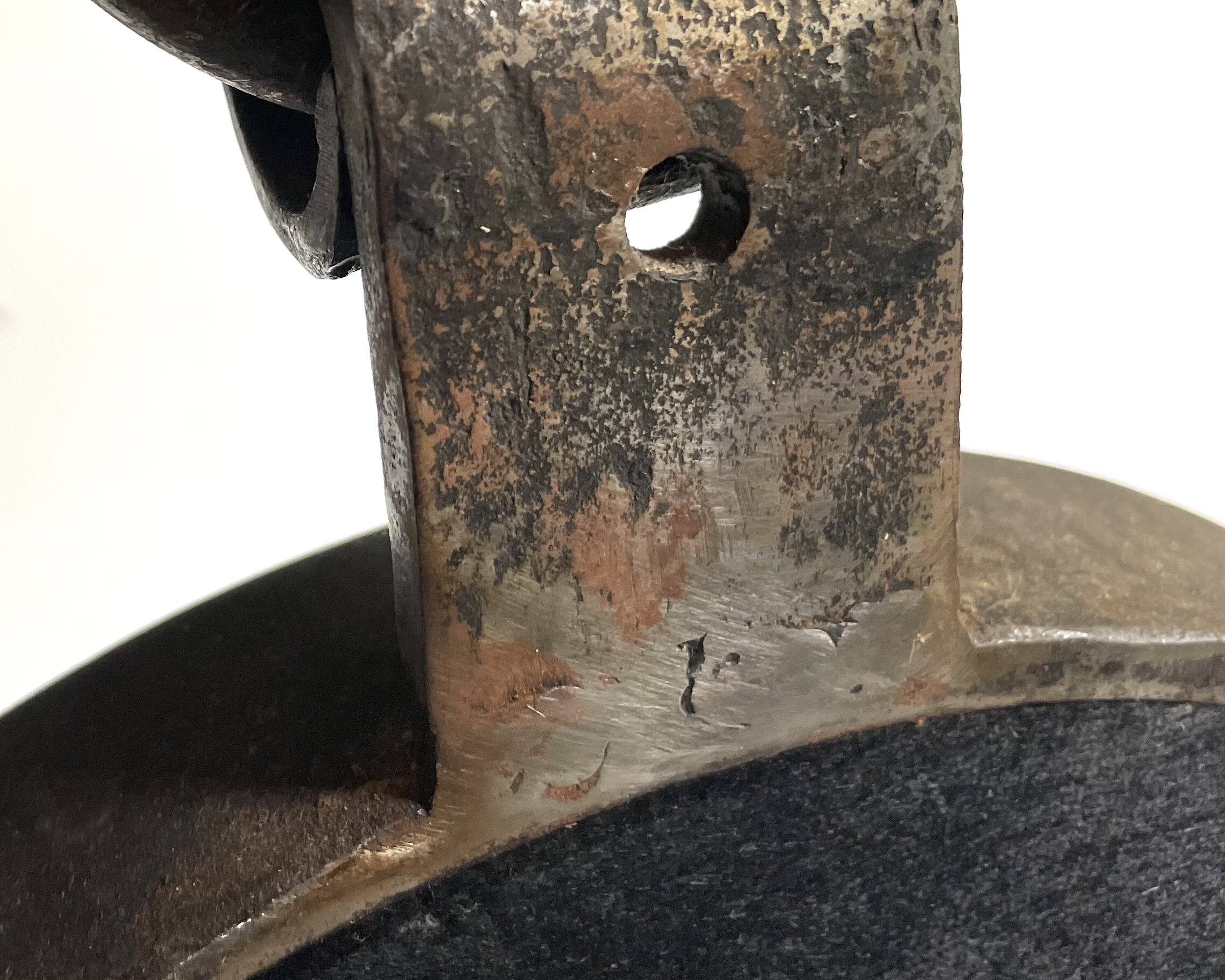 Round cast iron mirror with ring, 1950s