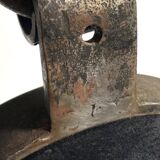 Round cast iron ironworker's mirror with ring, 1950s