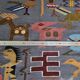 Tapisserie murale péruvienne tissée main, motifs zoomorphes, 120 x 60 cm