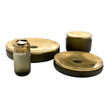 Yellow Murano glass smoking set, VeArt, Italy 1970