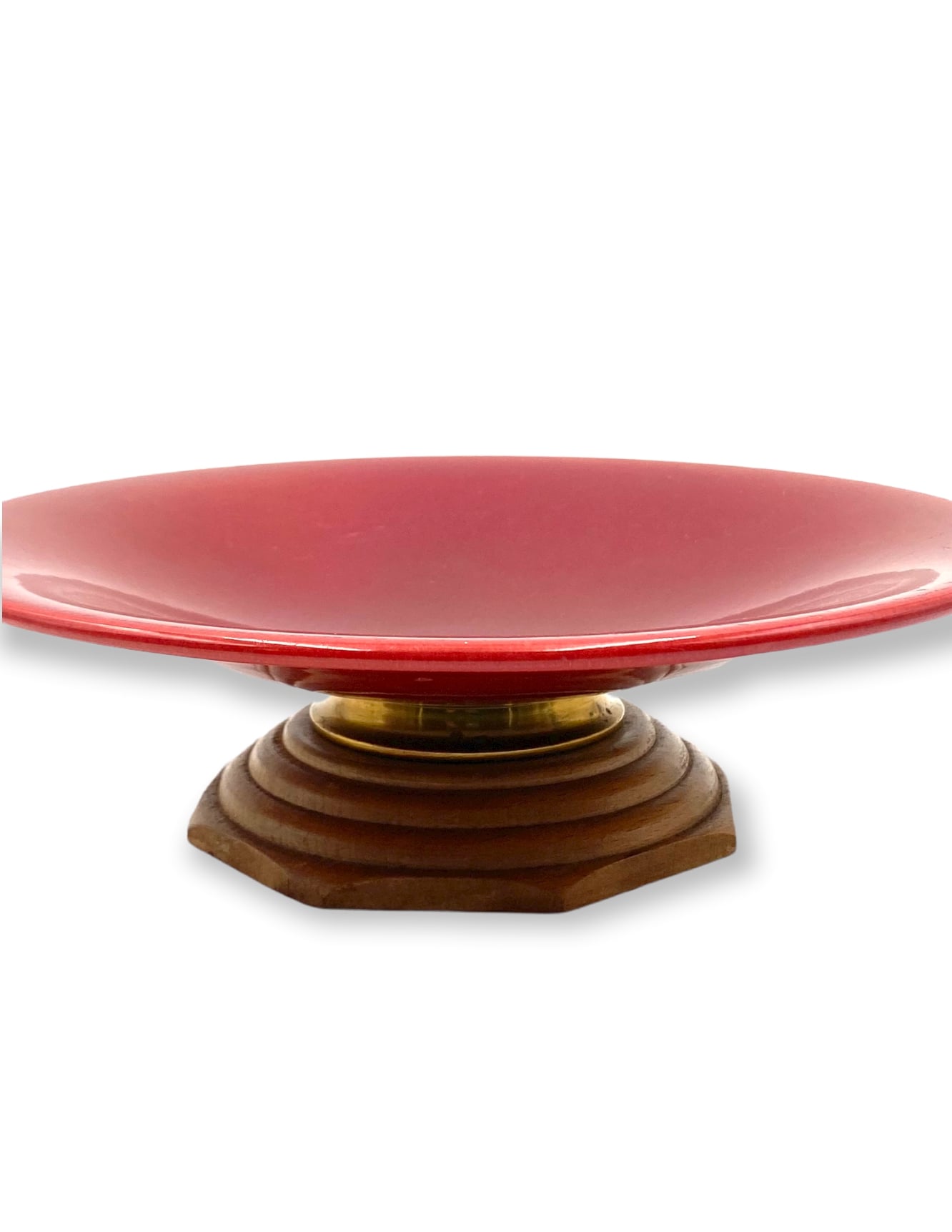 Modern red vide poche / centerpiece, Sevres France 1940s