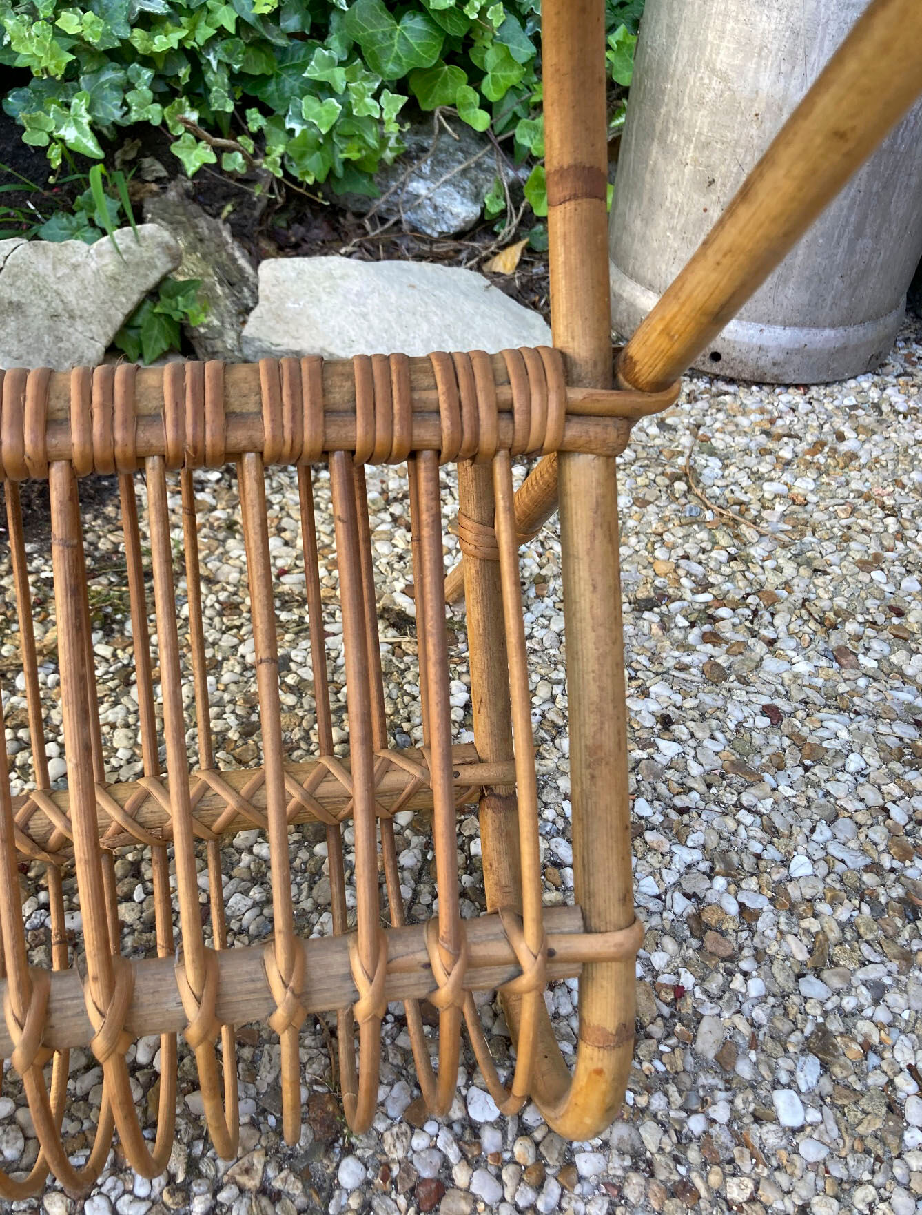 Vintage rattan magazine holder table