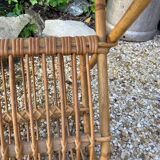Vintage rattan magazine holder table