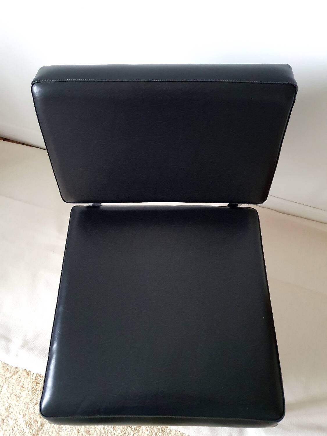 Chrome metal and imitation leather armchair from the 50s