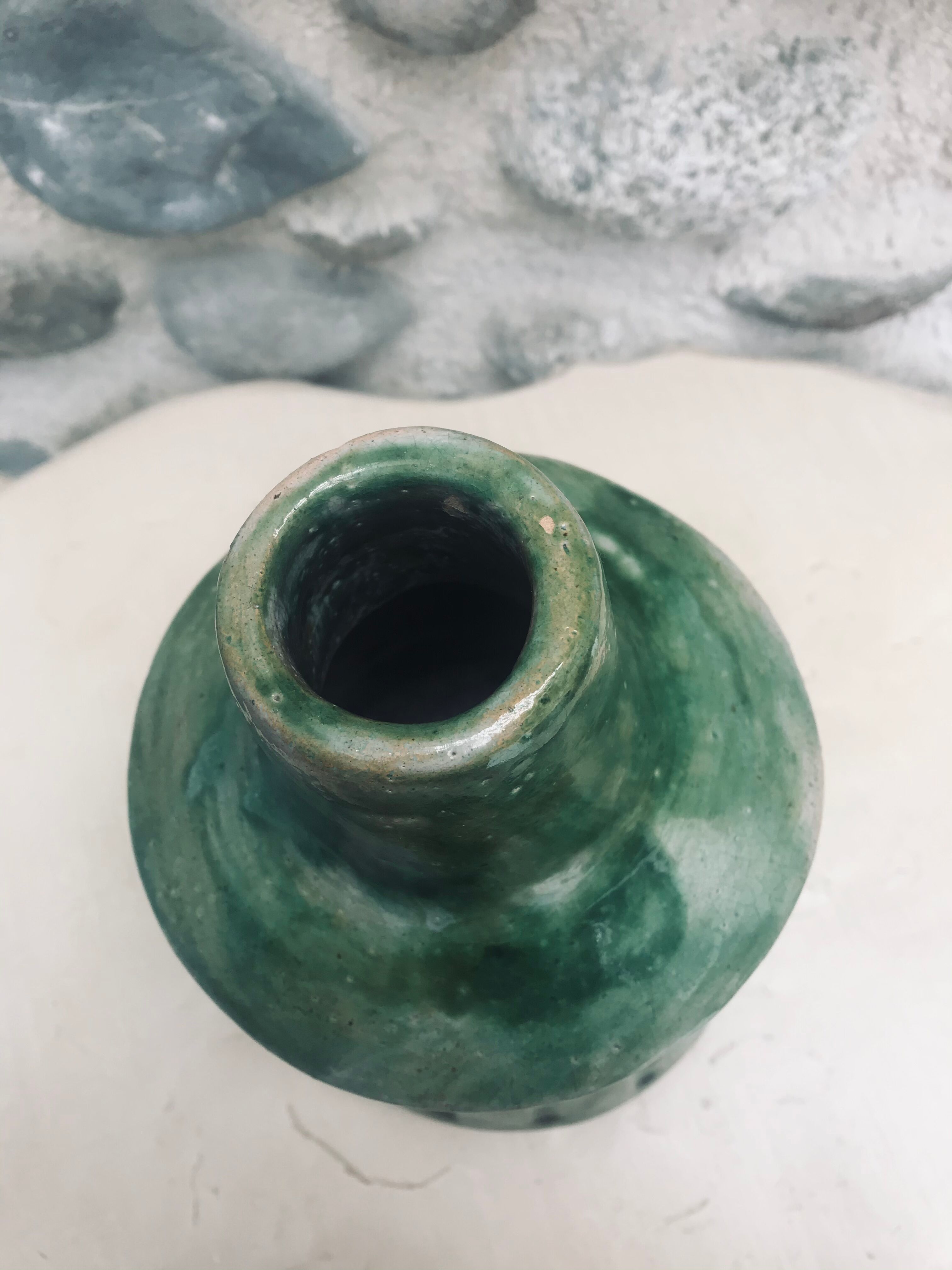 Green glazed earth lamp foot