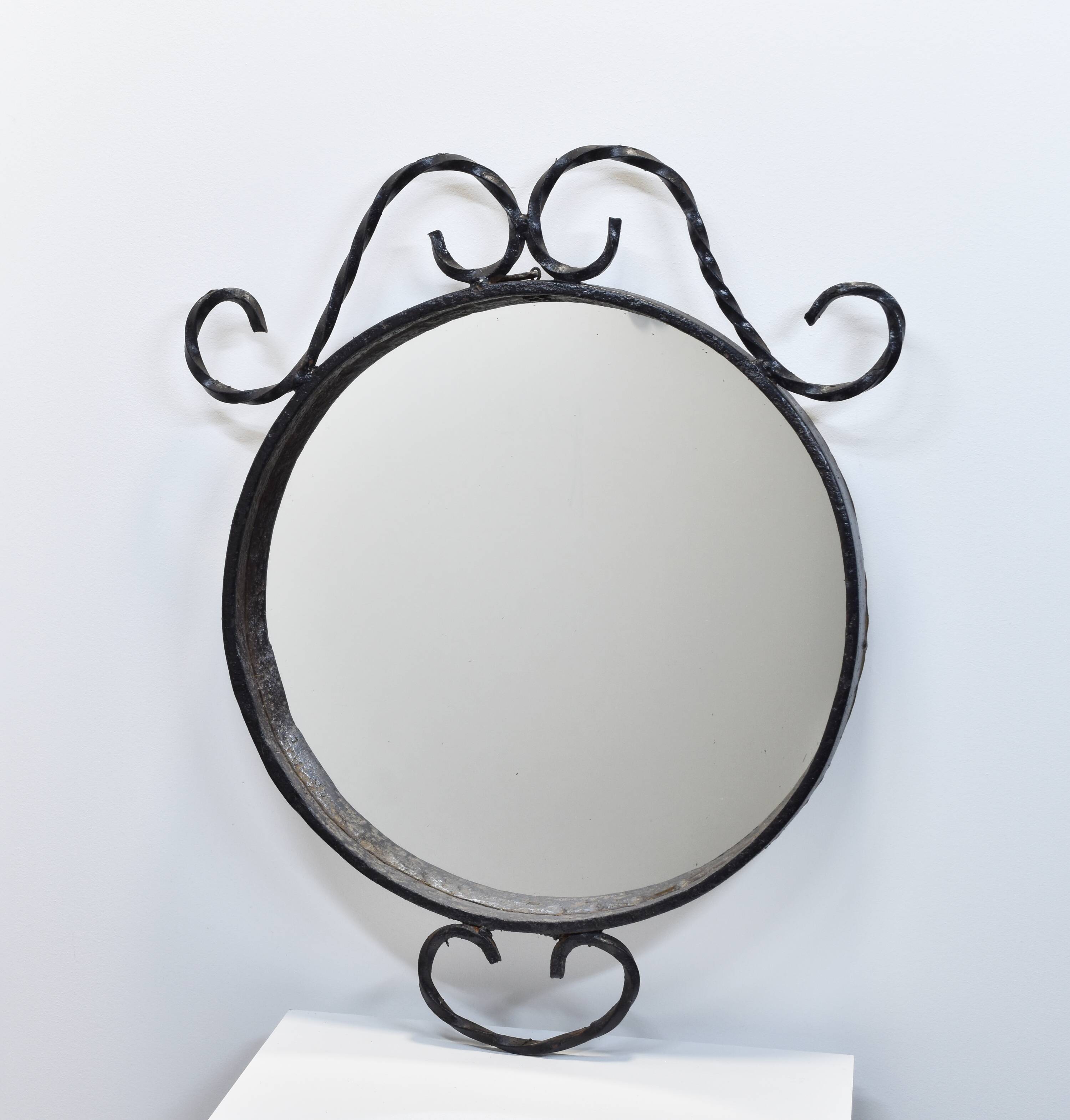 Artisanal vintage wrought iron mirror