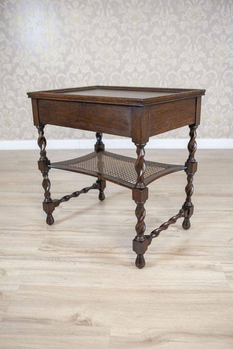 Oak Side Table in Dark Brown, 1930s