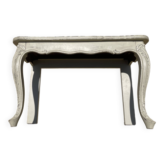 Louis XV style console table with beige patina and wax