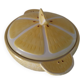 Saladier, soupière en barbotine citron