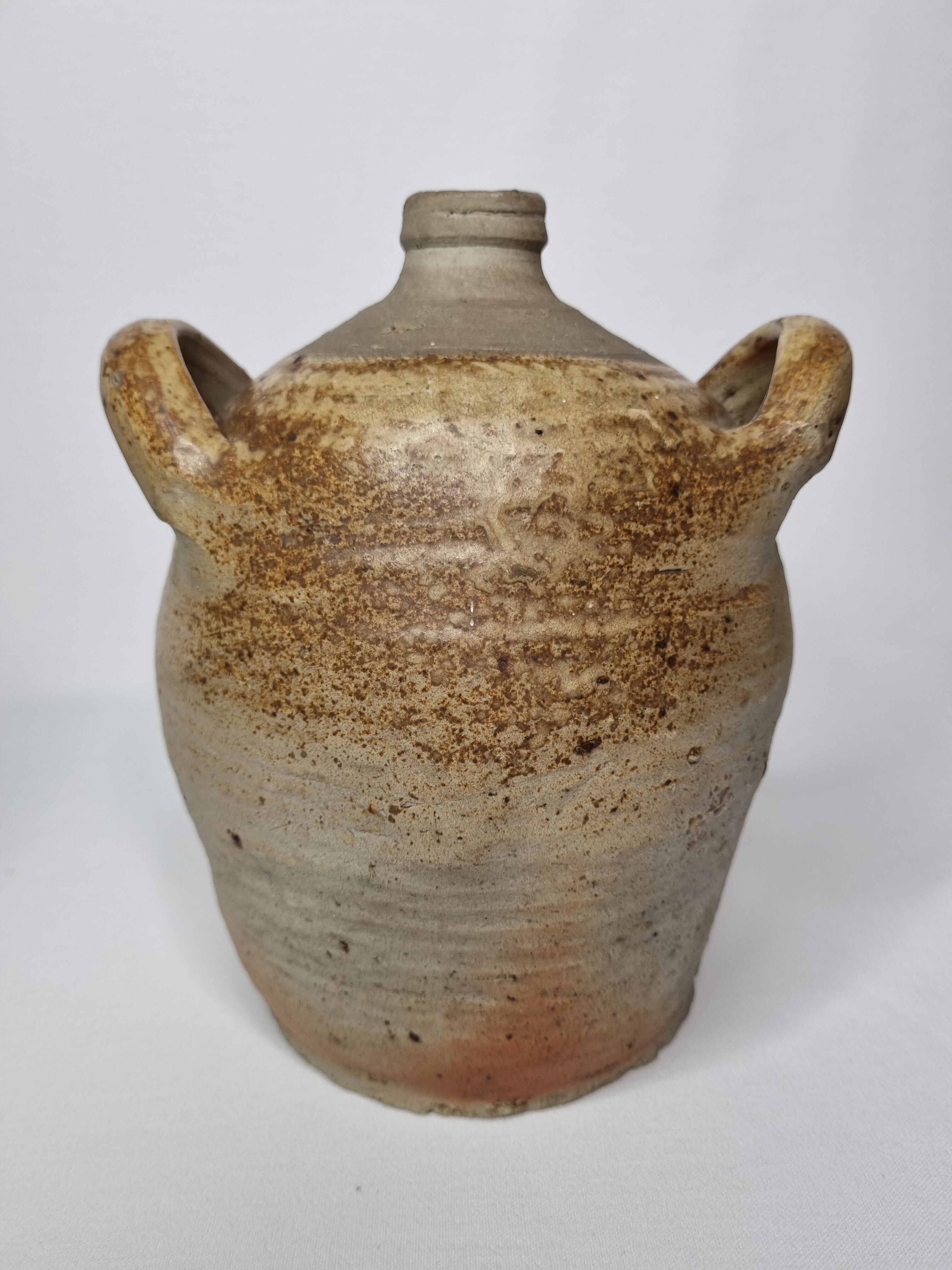 Set of three ancient ladies-jeannes in enamelled terracotta