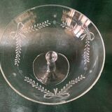 Old compote bowl, standing bezel in engraved crystal circa 1900