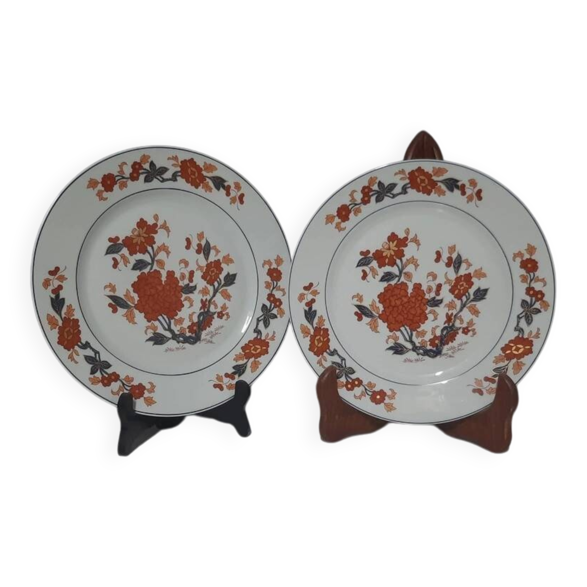 Set of 2 plates - Paris porcelain - Limoges - Yu Nam decoration