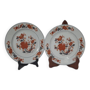 Set of 2 plates - Paris porcelain - Limoges - Yu Nam decoration