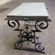 Table basse vintage fer forgé et marbre gris 80x50