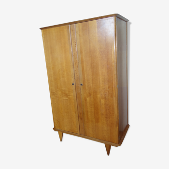 Armoire parisienne en chêne clair 1950 pied compas