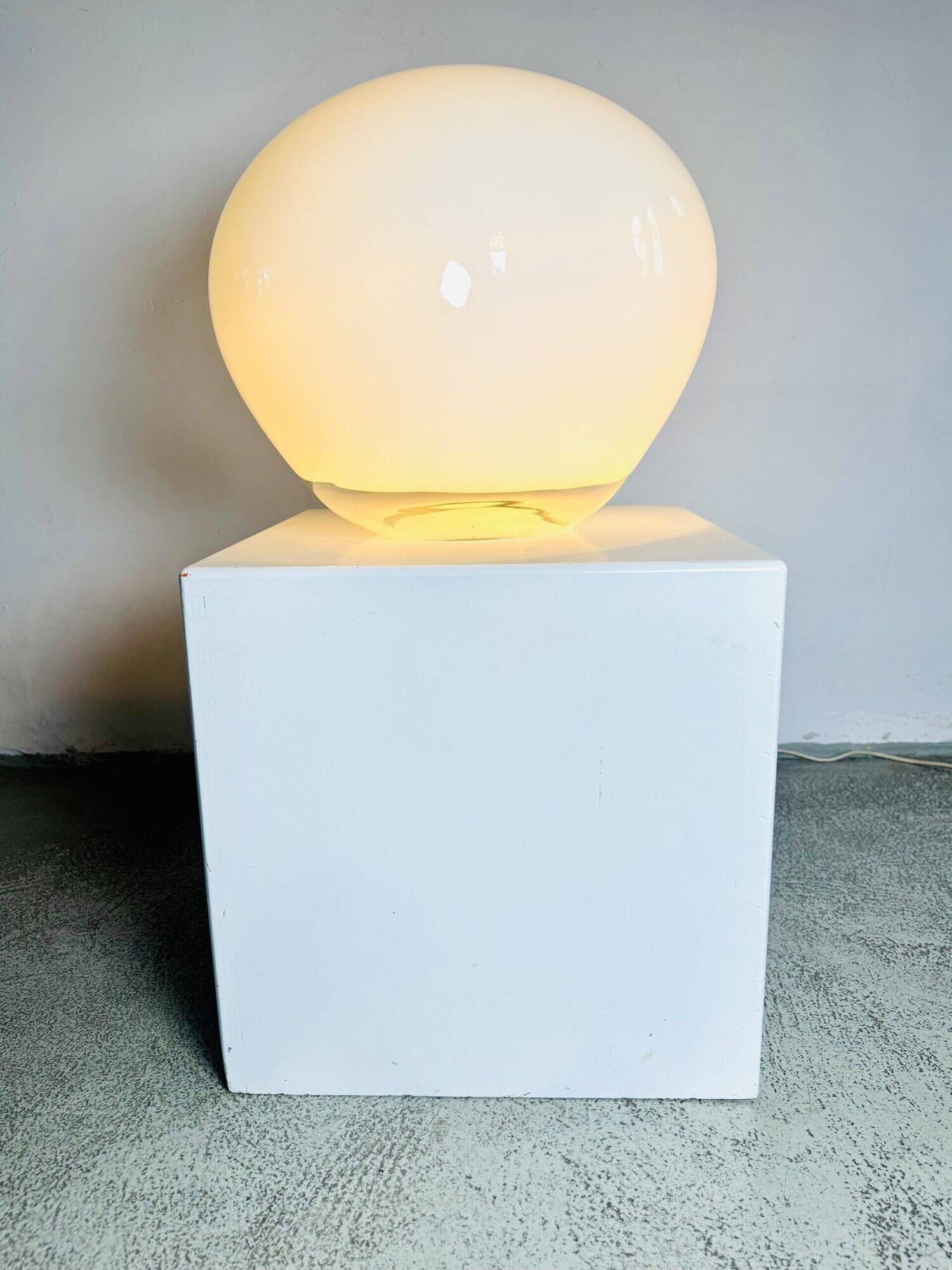 Large 'Nessa' Murano Glass Sphere Lamp In Opal White By Gino Vistosi For Vistosi, Italy 1970S