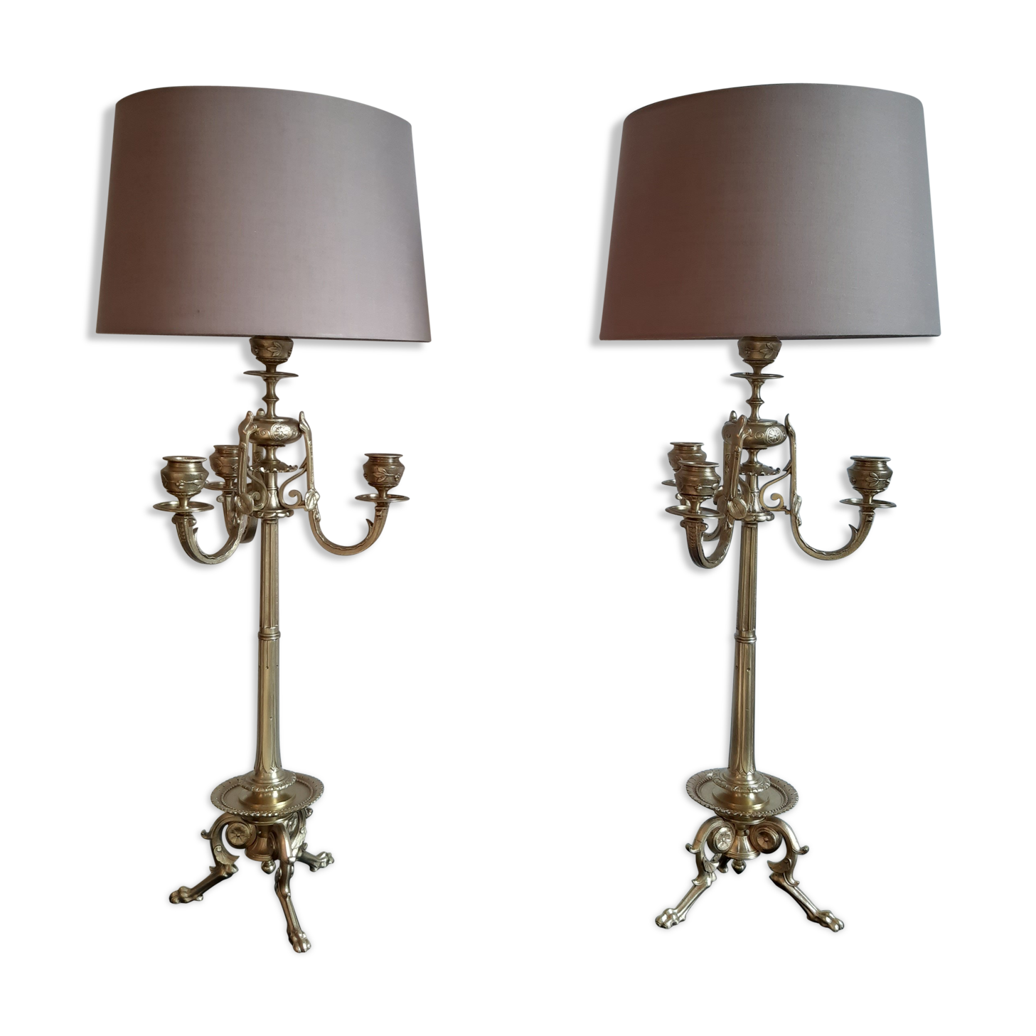 Pair of old candlestick lamps from the 19th century Napoleon III